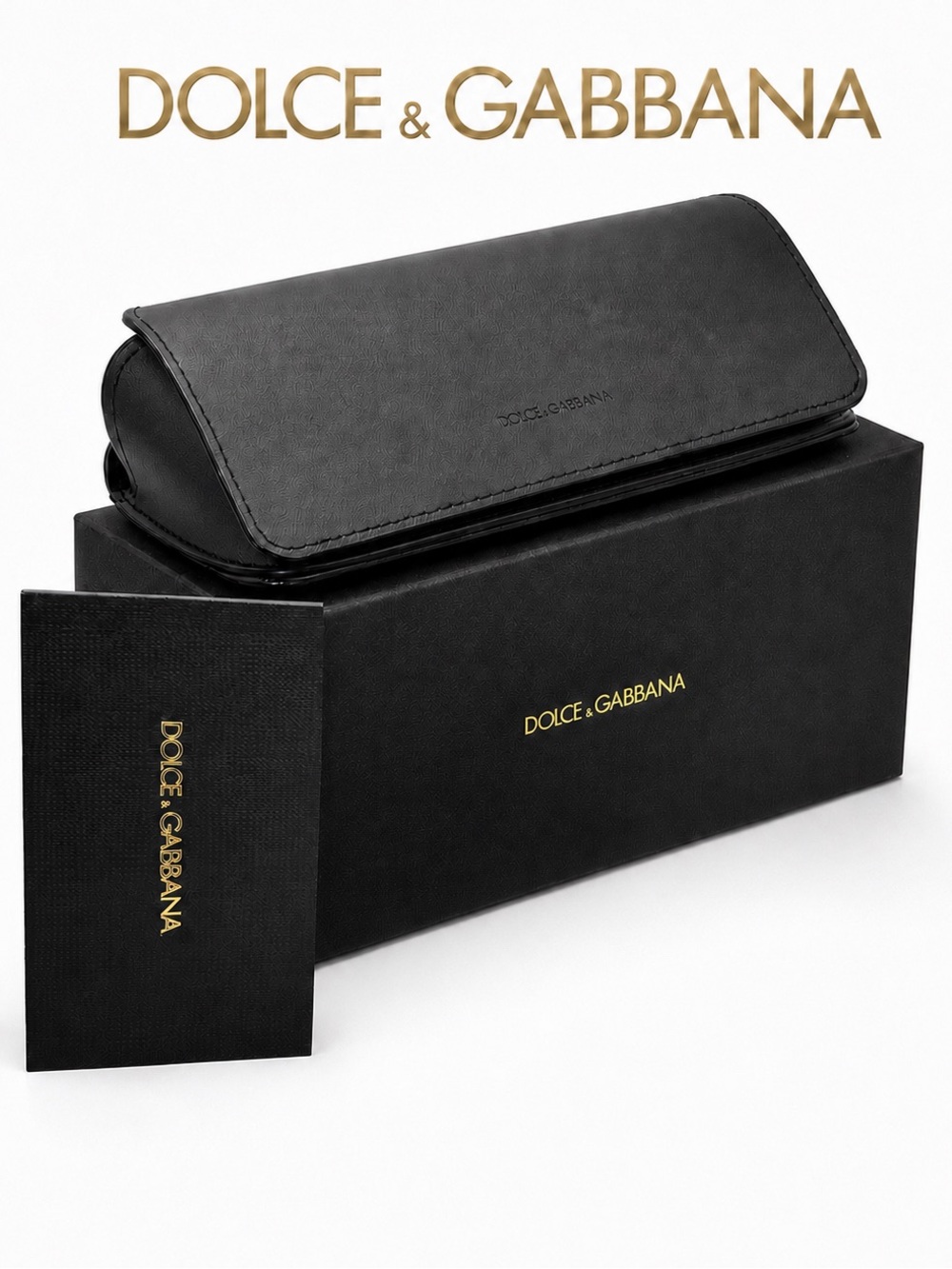 Dolce & Gabbana Black Leather Eyeglass Case w/ Original Box & Booklet–Authentic